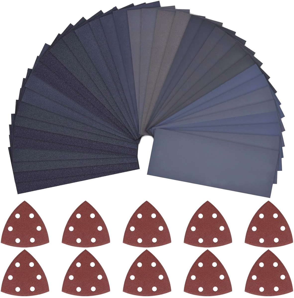 SnelShoppen - 46-delige Schuurpapier Set, 400 tot 3000 Korrel, Nat en Droog Schuurpapier voor Auto, Muren, Hout, Metaal, Verf, Steen, Glas, 23 x 9.5 c