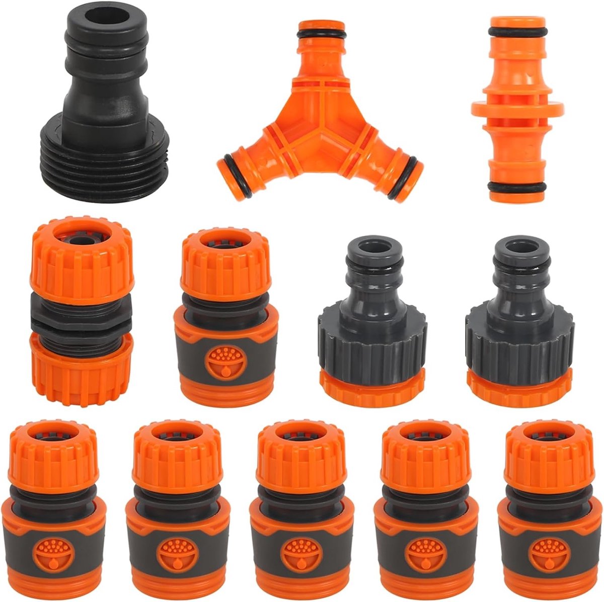 Slangverbinderset - 12 Stuks - 1/2 Inch - Kunststof - Voor Tuin en Irrigatie