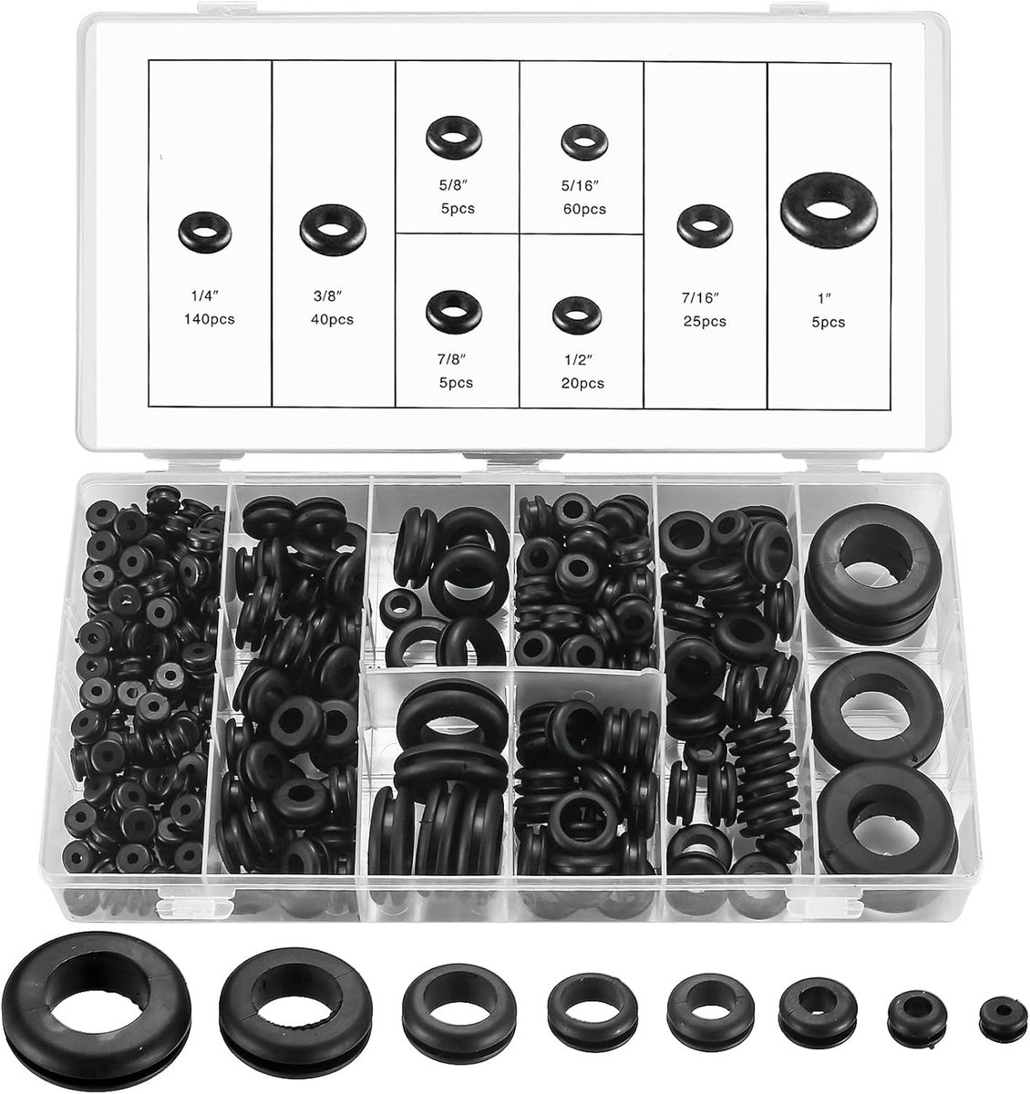 Set van Rubber Beschermkappen en O-Ringen voor het Beschermen van Draden, Stekkers en Kabels in 8 Maten