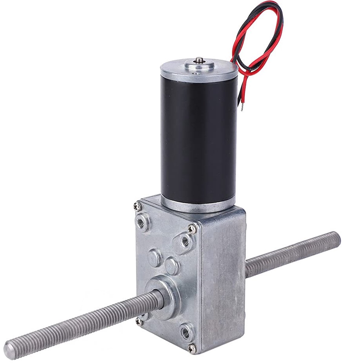 SnelShoppen - Worm Gear Motor DC 12V Dubbele Uitgangsas M8 Dubbele Rechtsdraaiende Hoog Koppel Turbine Reducer Snelheidsreducer (200 Reductieverhoudin