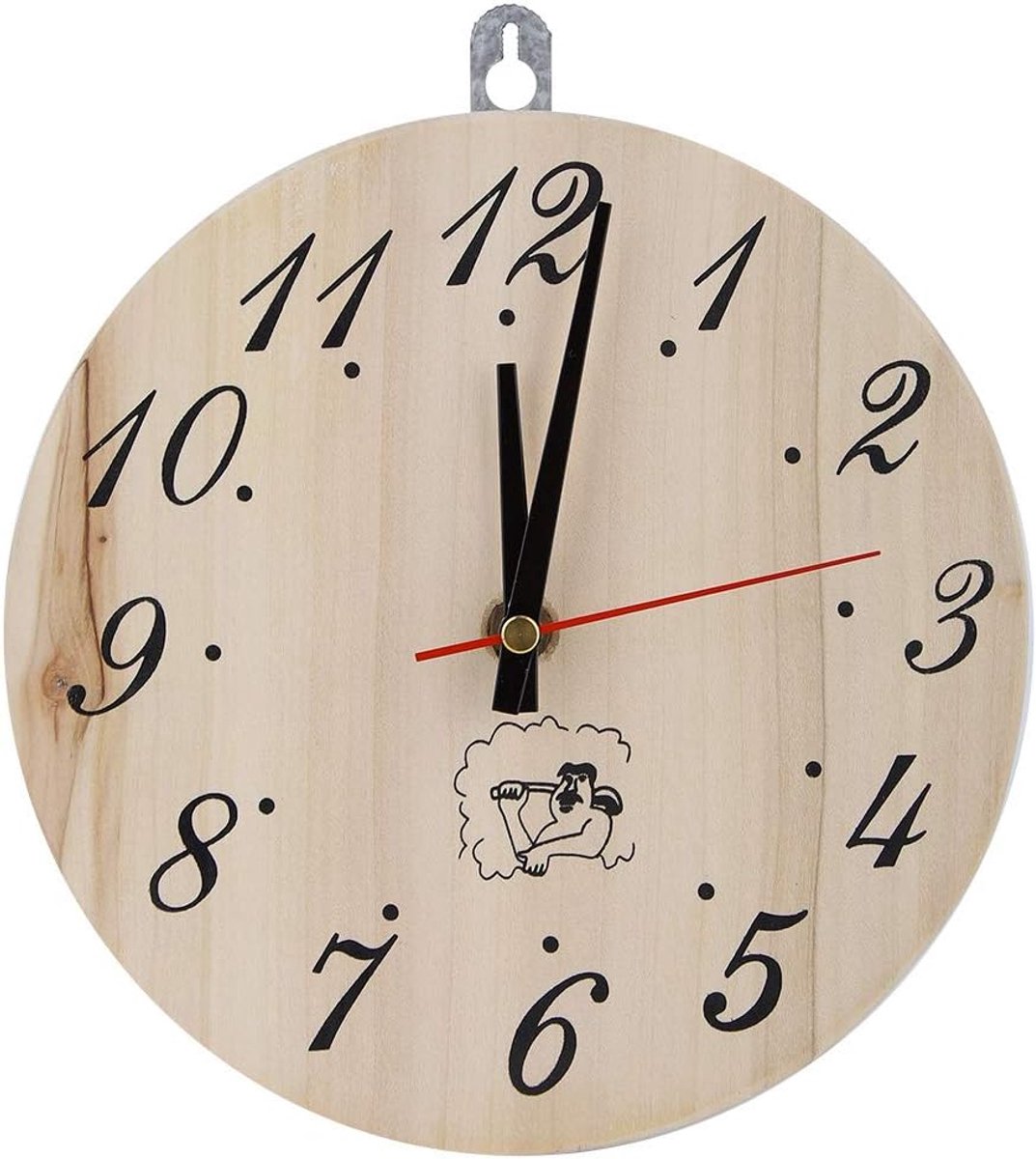 SnelShoppen - 8-in-1 Sauna Klok Decoratieve Timer Klok Wandklok voor Sauna Accessoires, Houten Design, Hittebestendig, Perfect voor Sauna en Badkamer