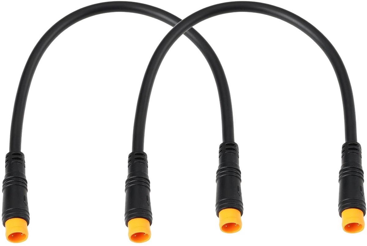 SnelShoppen - 2 Stuks M8 3-PIN Waterdichte Connector Kabel Man naar Man Verlengdraad voor eBike Verlichting - Duurzaam en Flexibel