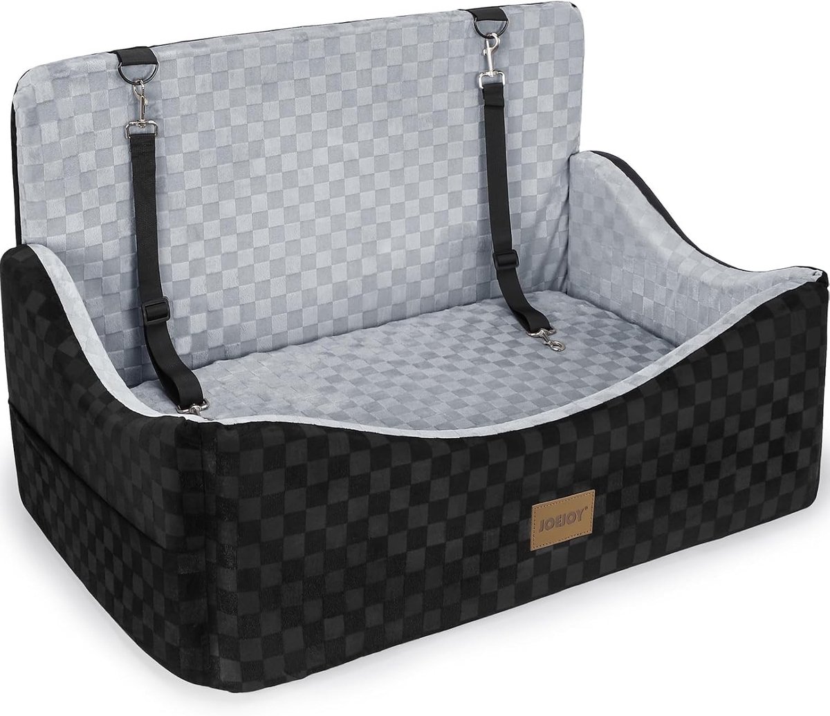 Hondenautostoel Groot, Wasbare Dierenzitplaats voor Auto, Dikke Zitting, Grijs, Veilig en Comfortabel voor Honden