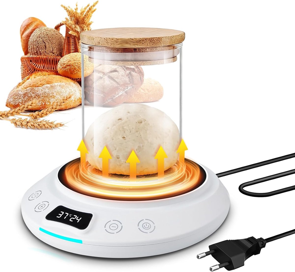 SnelShoppen - Sourdough Starter Warmer met Timer en Automatische Uitschakeling - Ideaal voor Brooddeeg, Keuken, Thuis, 12 uur, Geavanceerde Warmtebehe