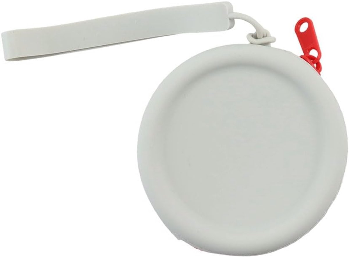 SnelShoppen - Hoofdtelefoon Pouch Case voor In-ear Oordopjes - Lichtgrijze Siliconen Hoes met Ritssluiting - Ronde 9x9 cm - Waterdichte Bescherming vo
