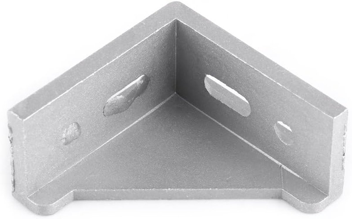 SnelShoppen - 5 Stuks Aluminium L Vorm Hoekbeugel Haakse Beugels Met 4 Ovalen Montagegaten 58x58mm Voor Deur, Raam, Meubels, Sterke Bevestiging