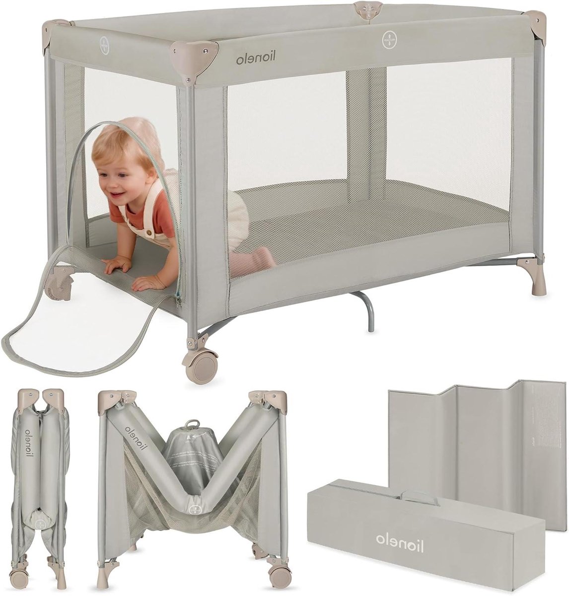 Reisbedje Baby - Kampeerbedje Kinderen - Veilig Slapen - Lichtgewicht Ontwerp - 100.5 x 70.5 cm - Beige Zand