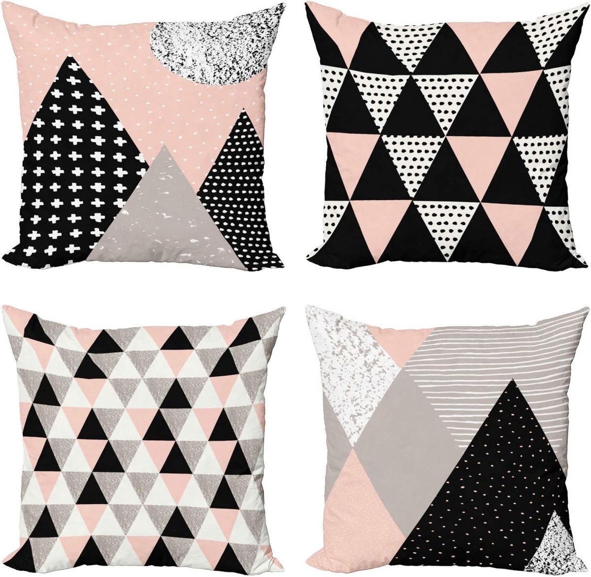 SnelShoppen - Set van 4 Moderne Accent Kussens 60x60cm, Geometrisch Design in Pastelkleuren, Handgemaakt van Zachte Microfiber, Dubbelzijdig, Perfect