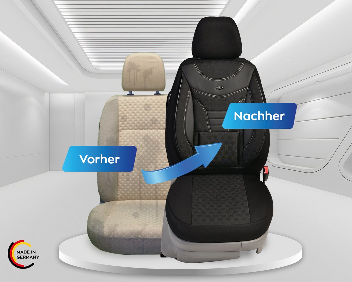 Autostoelhoezen voor bestuurders- en passagiersstoel geschikt voor Audi Q4 Bj ab 2021 – Zwart