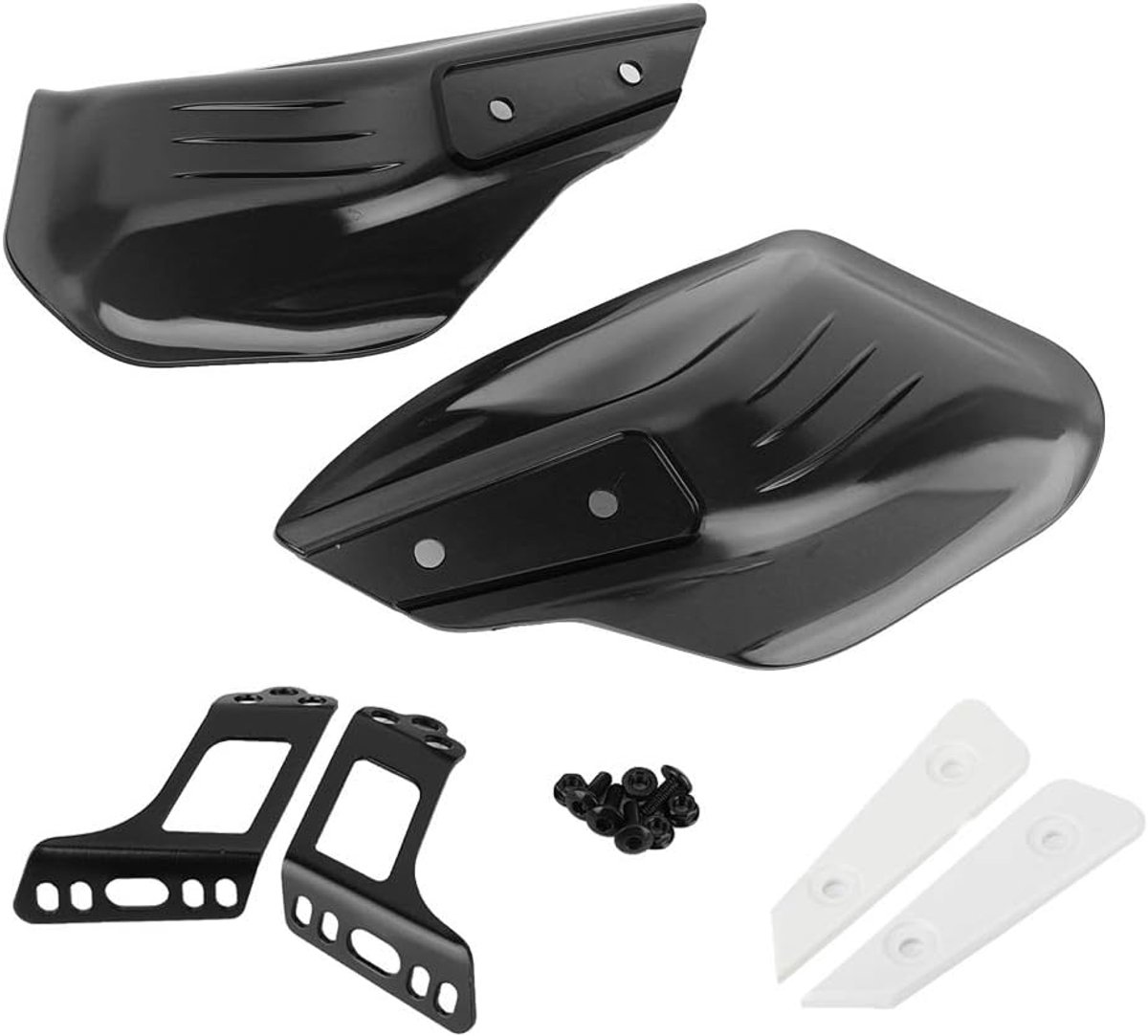 SnelShoppen - Motorfiets Handbeschermers, Beschermende Handguard voor Stuur, Geschikt voor 8mm of 10mm Spiegels, Zwart, 2 Stuks met Bevestigingsmateri