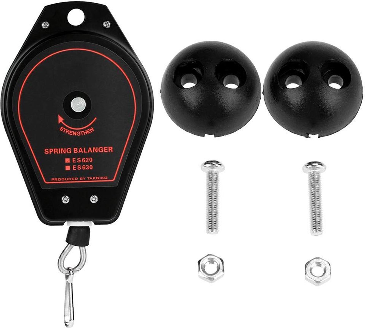 SnelShoppen - Nieuwe springbalancer, retractabele gereedschapshouder tot 2kg, metalen en rubberen constructie, 7.1 x 4.1 x 1.6 inch, zwart, efficiënt