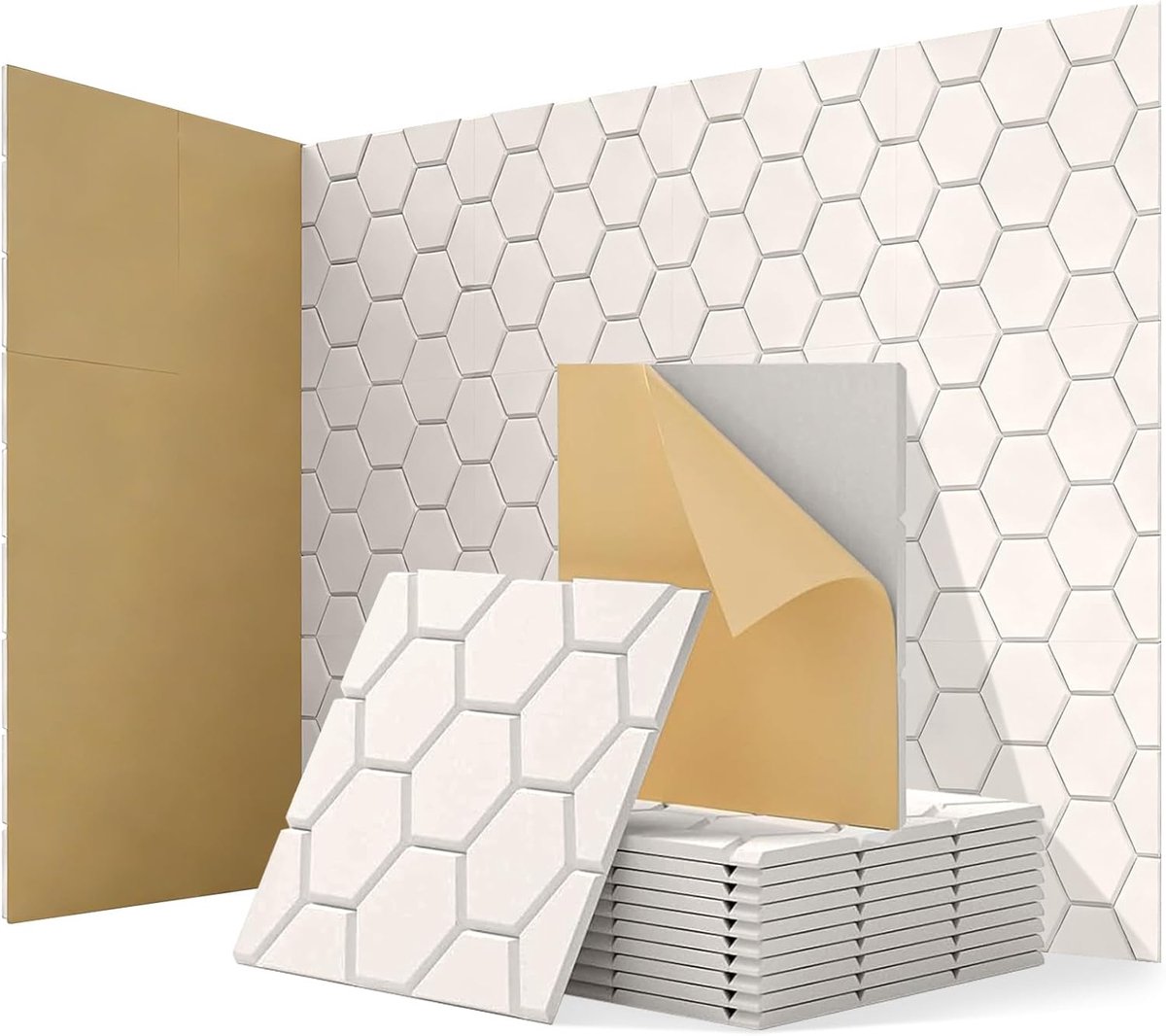 SnelShoppen - Set van 12 Akoestische Panelen Zelfklevend Geluidabsorberend voor Wand Plafond 30 x 30 x 1 cm Geluiddempende Wandpanelen voor Gaming Roo