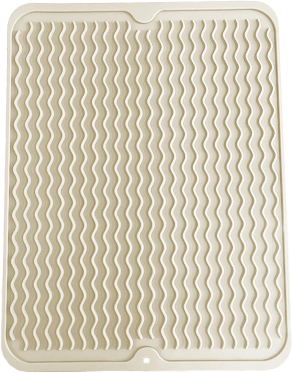 SnelShoppen - Silicone Draineermat 30 x 40 cm, Antislip Warmtebestendig voor Aanrecht, Vouwbare Afvoer Mat - Crème Wit