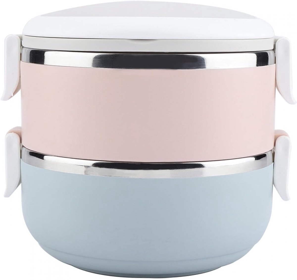 SnelShoppen - Lunch Box 1400ml 2-Laags Stapelbare RVS Thermo Compartment Lunch Box Draagbare Lekvrije Bento Box voor Studenten, Kinderen, Werk, Pickni