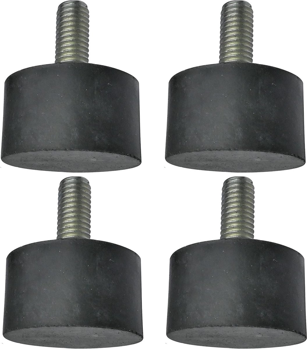 SnelShoppen - Set van 4 Stuks - Ronde Trillingsdempende Isolatie Pads - M8 Draad - Ø30mm H:17mm - Rubber en Staal - Zwart en Zilver - Voor Geluidsdemp
