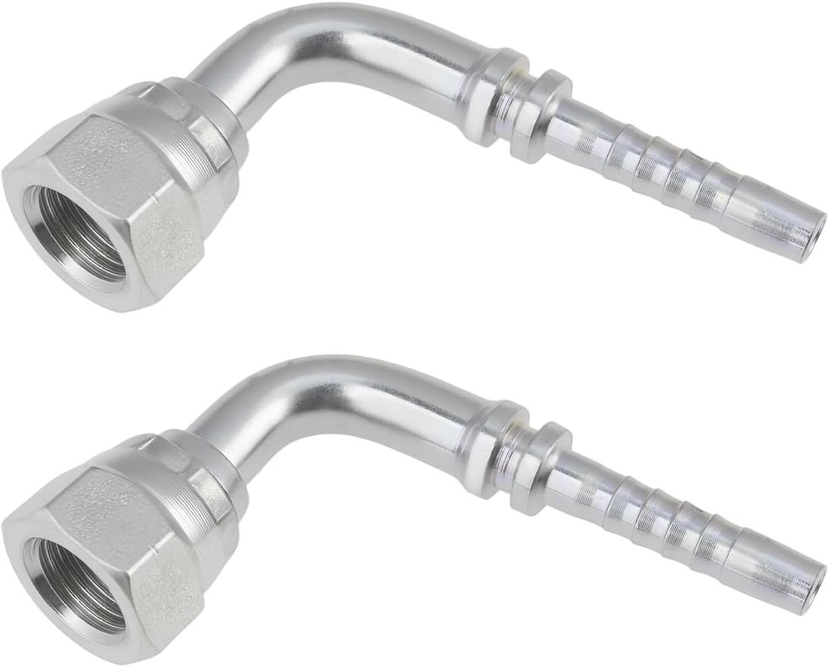 SnelShoppen - 2 stuks 1/4" BSP tot 1/4" BSP Vrouwelijke Swivel Hydraulische Slang Fittingen met 90° Elleboog voor Eenvoudige Installatie - Gegalvanise