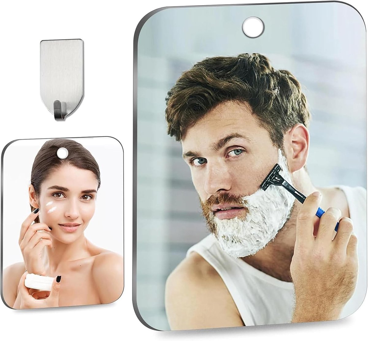Verstelbare Douche Spiegels voor Scheren, 360 Graden Fogless Wandspiegel, Compact en Reisvriendelijk 6 x 8 Inch