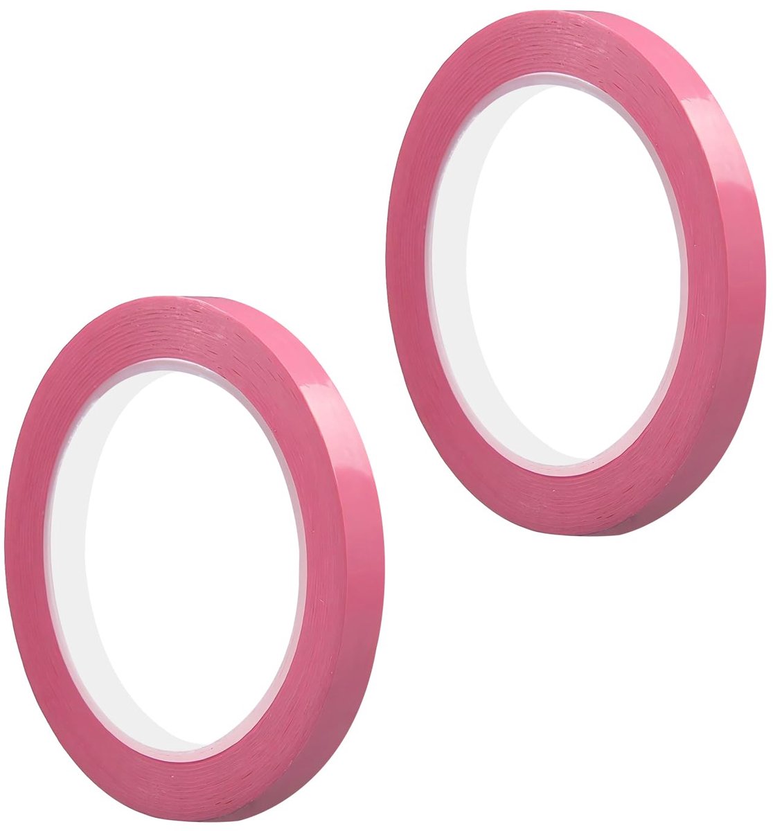 SnelShoppen - Zelfklevend PET tape 10mm x 66m, pack van 2, isolatietape, roze, ideaal voor knutselen, verpakking, hobby en decoratie