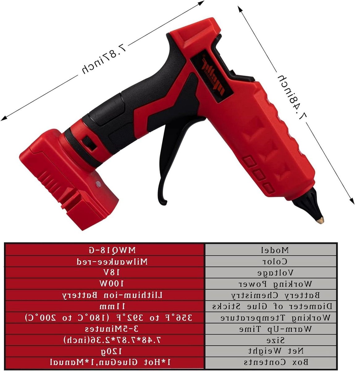 Lijmpistool - Hete lijm - Hobby projecten - Draadloos ontwerp - 100 Watt - Rood