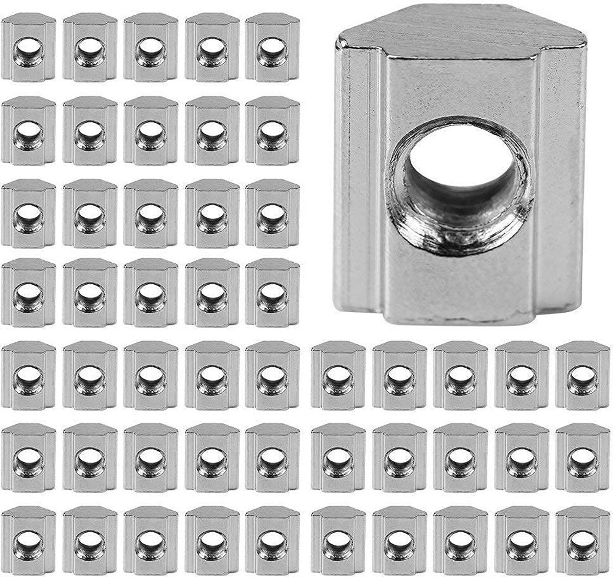 SnelShoppen - T-nuts 50 stuks schuiftype EU 20/30 M4/M5/M6 koolstofstaal draad voor aluminium profiel accessoires (EU20-M5)
