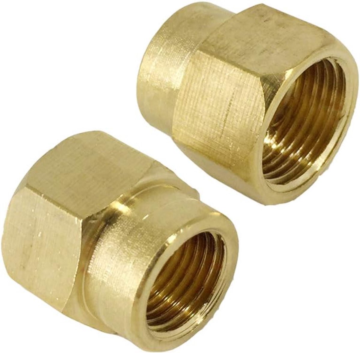 SnelShoppen - 2x Messing Kraan Connector Rechte Verminderende Hex Nippel Aansluiting BSP Vrouwelijke Draad Pijp Adapter voor Slang (1/4" Vrouwelijk na