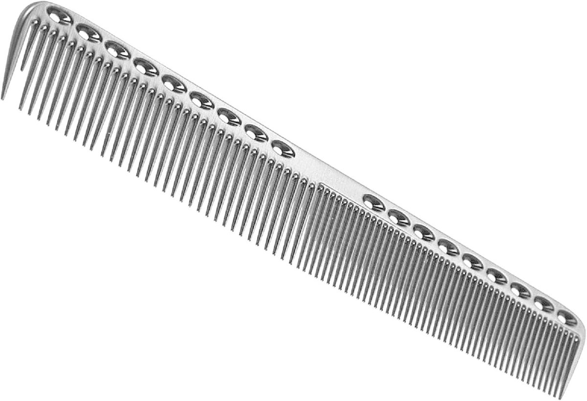 SnelShoppen - Professionele Haar Kam - Aluminium Metalen Snijkam voor Kapsalon en Haarverzorging, Zilver, Multifunctioneel, 2-in-1, Voor Glad en Makke
