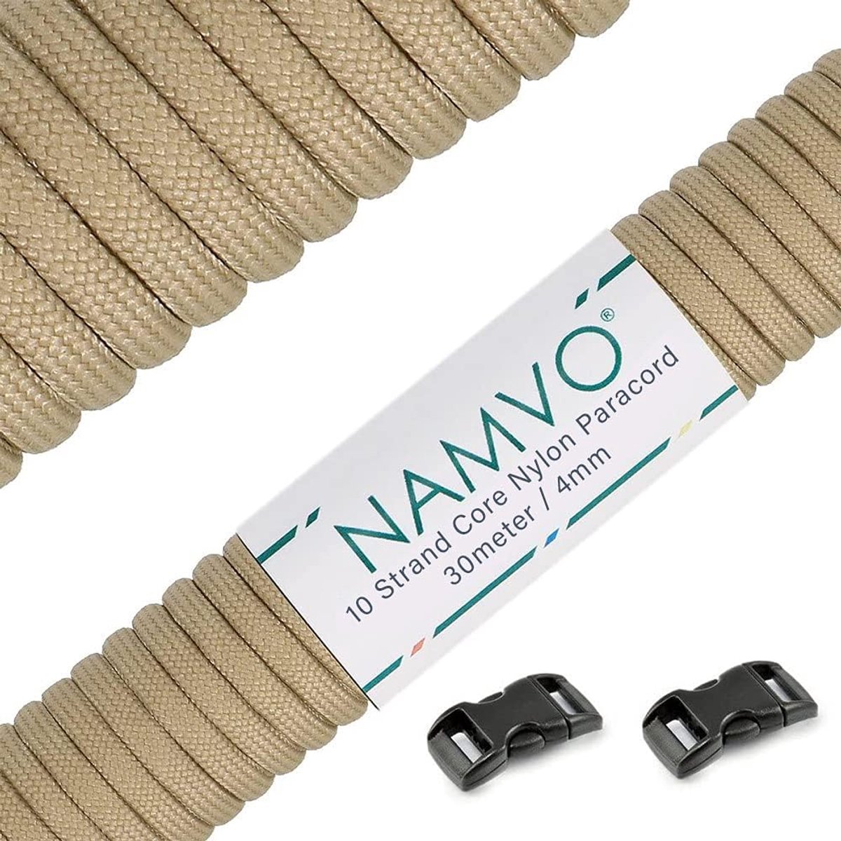 SnelShoppen - Outdoor Nylon Paracord Touw 10 Draadjes, 31 Meter (Khaki) - Robuust, UV-Bestendig, Multifunctioneel, Ideaal voor Camping, Vissen en Tuin