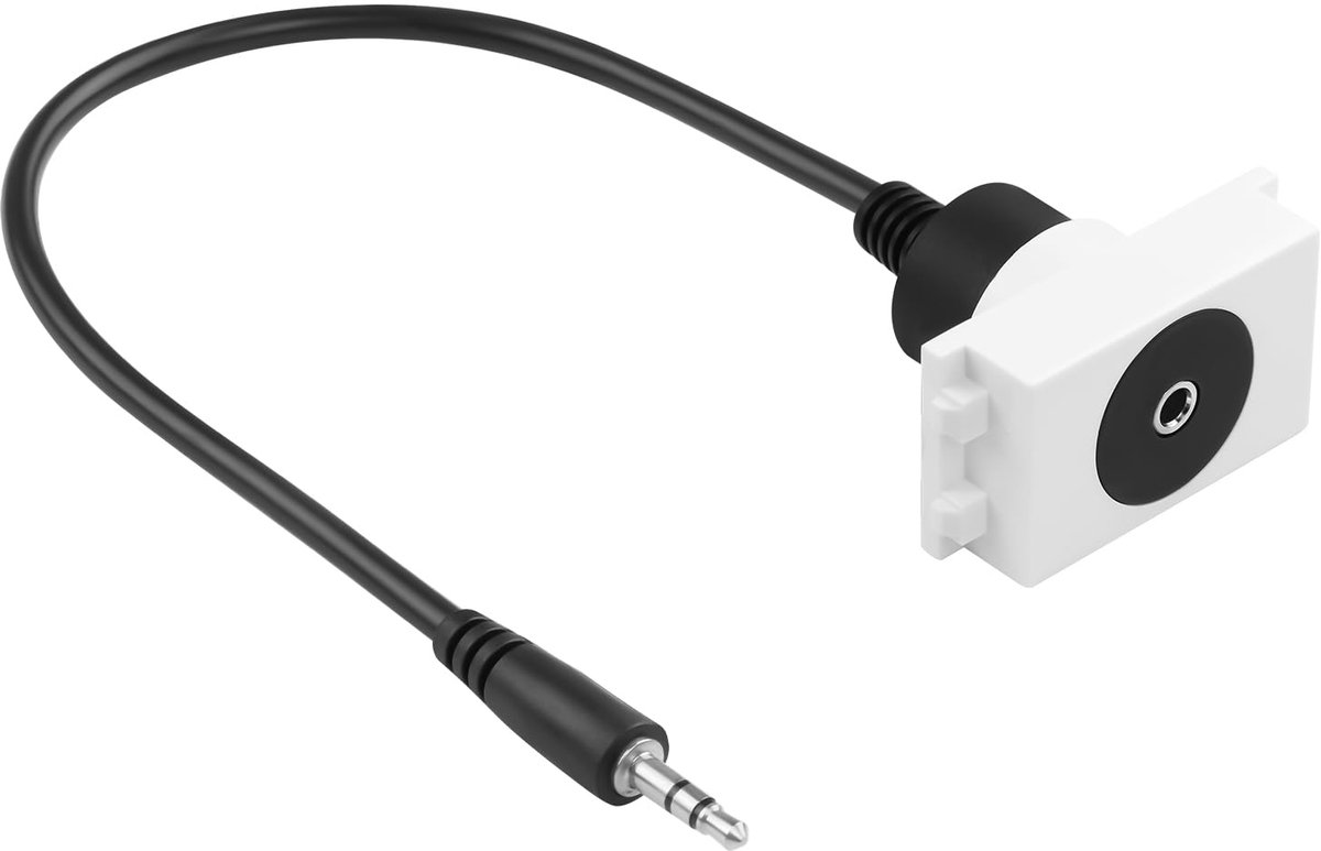 SnelShoppen - TRS 3.5mm Wandplaat Socket Module Adapter - 23x36mm Audio Kabelaansluiting voor Koptelefoon - 25cm Korte Kabel voor 86/128 Paneel