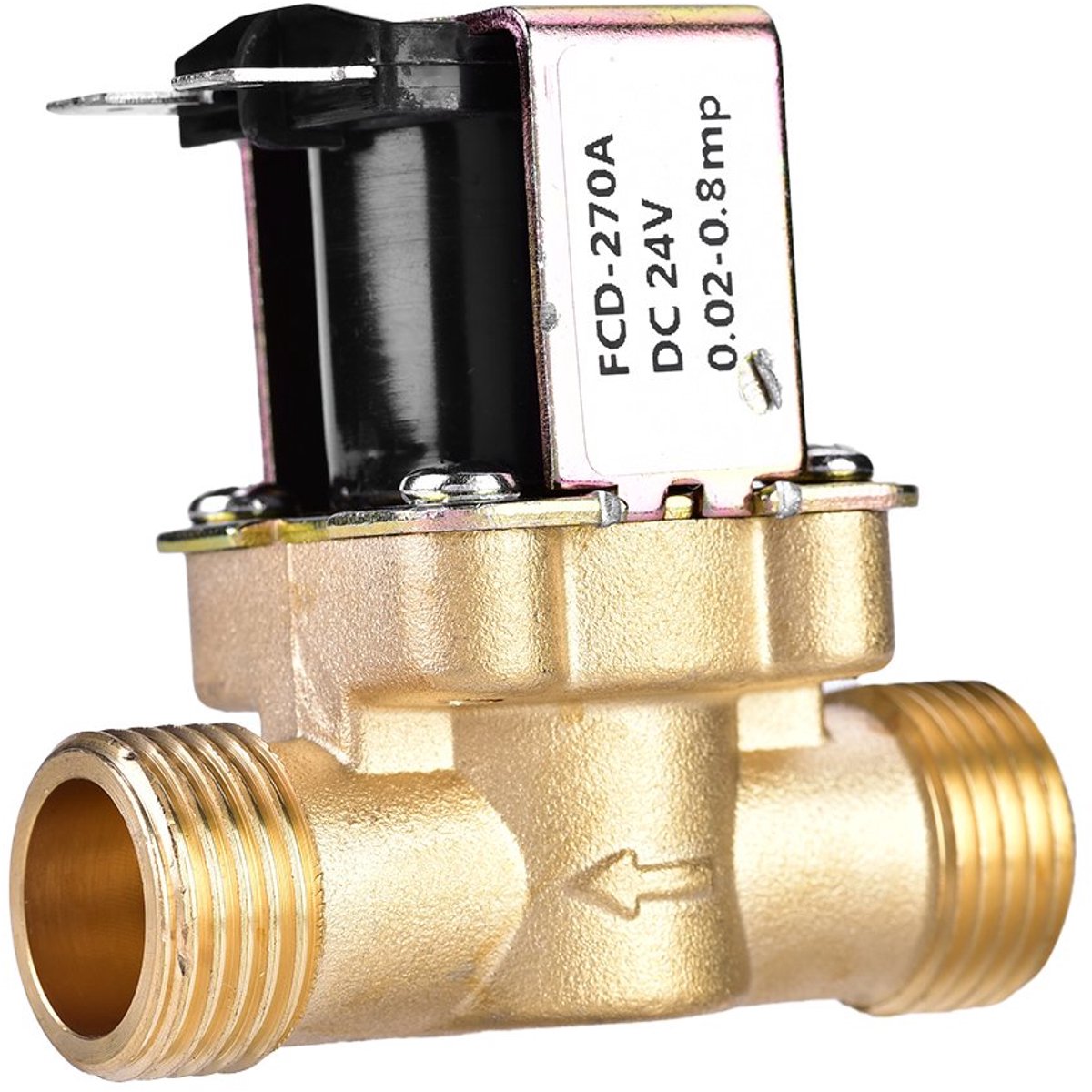 SnelShoppen - Messing Solenoïde Ventiel 1/2 Inch DC 24V Normaal Gesloten Watercontrole, Energiebesparend, Duurzaam, Voor Waterstroombeheer