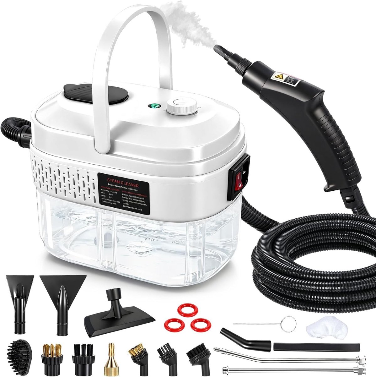 Handstoomreiniger - Wit - 1,4L - 1600W met 3 Bar Stoomdruk - Voor Vloeren, Tapijt, Bank en Auto