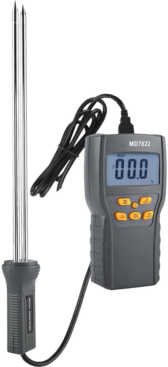 SnelShoppen - Draagbare Vochtmeter met Digitale LCD Display voor Vochtmeting van Granen zoals Maïs, Tarwe, Rijst en Bonen - Hoge Precisie en Slimme Se