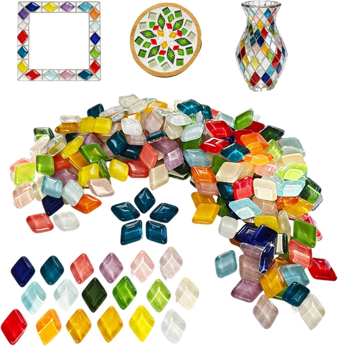 SnelShoppen - 400 g Glazen Mozaïekstenen - Vierkante Mozaïektegels 1x1 cm - Meer dan 40 Kleuren - Ideaal voor Doe-Het-Zelf Kunstprojecten in Badkamer