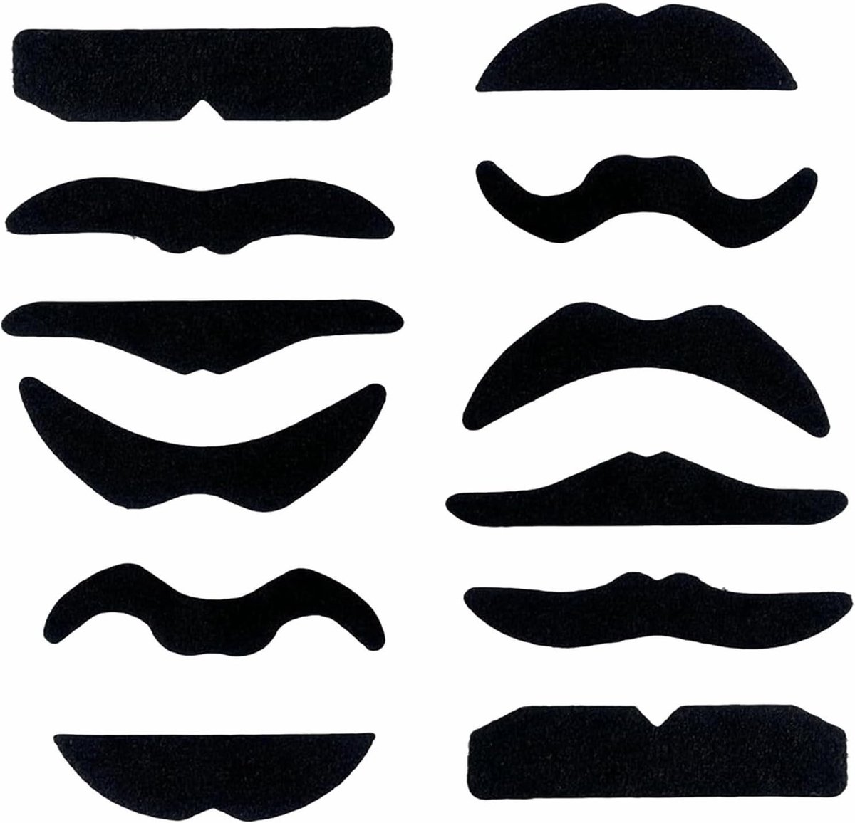 Set van 12 Zelfklevende Nepmoustaches voor Feestjes, Verkleedpartijen en Kerstvieringen, Perfect voor Kinderen en Volwassenen