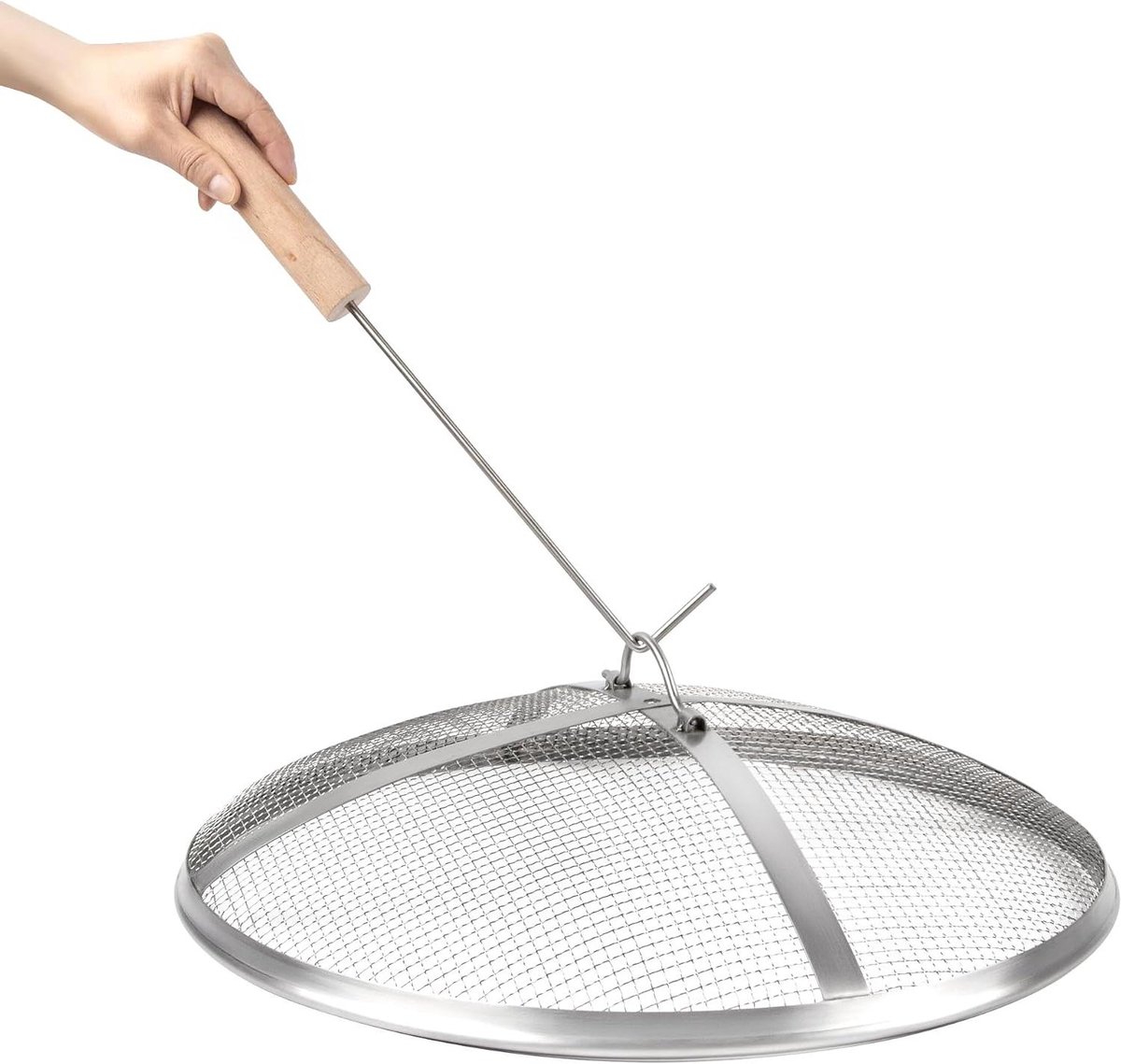 Vonkenscherm Vuurkorf - Vuurkorf Kap - Veilig Buiten Vuur - Roestvrij Staal - 44.7 cm Diameter - Zilverkleurig