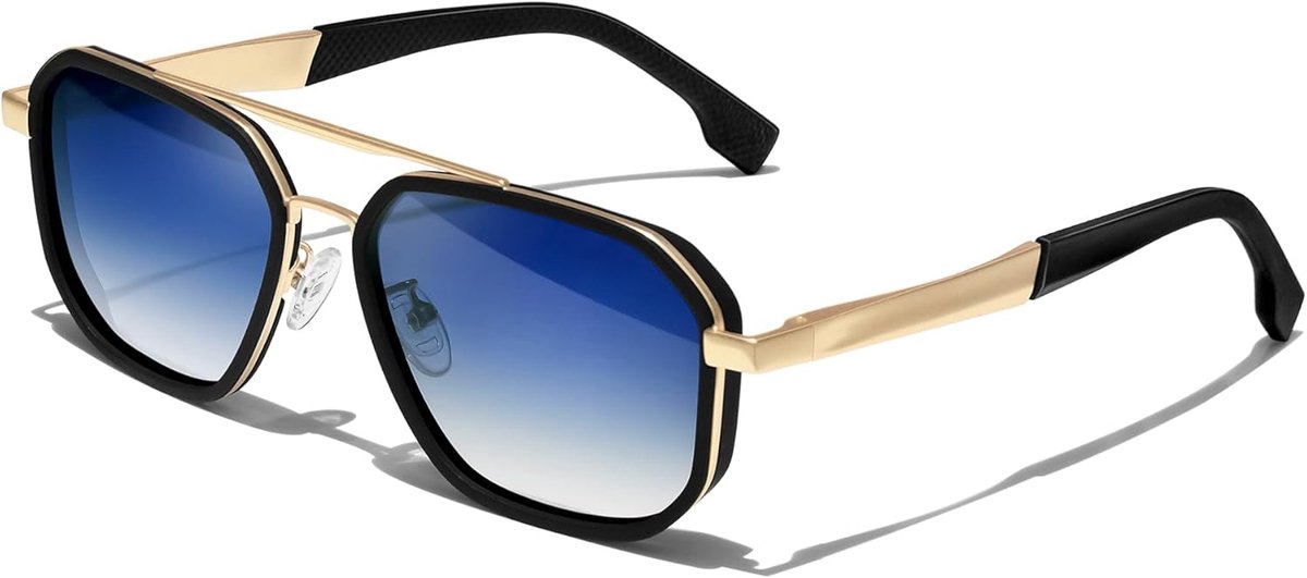 Zonnebril Heren en Dames Vierkante UV400 | Metaal,Polariserend Behalve Geel en Rood,TAC,Dubbele Brug,Autorijden,Reizen,Dagelijks Gebruik,Mode,Vintage,Trendy,Unisex