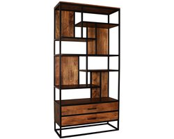 Kast industrieel mangohout Xavi bruin mango hout wandkast 180cm vakkenkast mango duurzaam