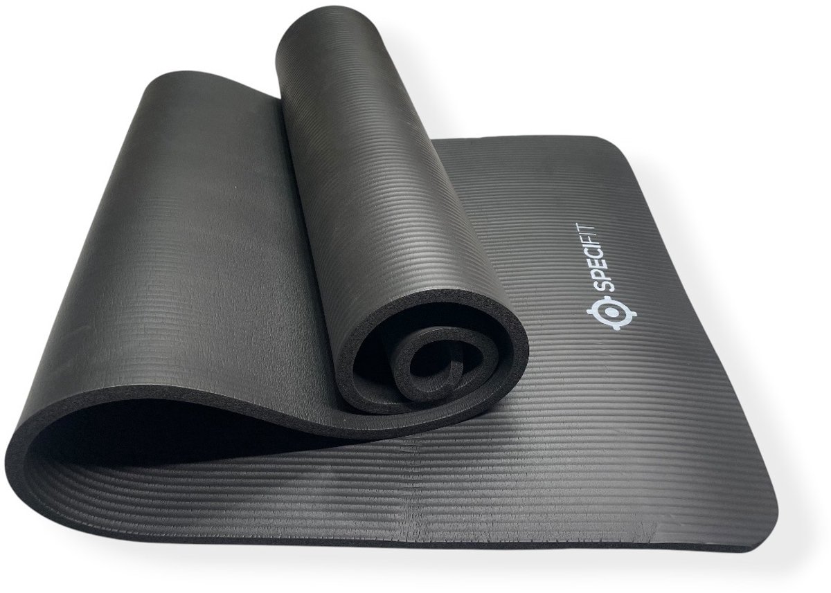 Specifit Fitnessmat Pro Zwart - Yogamat met tas en draagriem - NBR Foam 15 cm dik - 180 cm x 60 cm x 15 cm