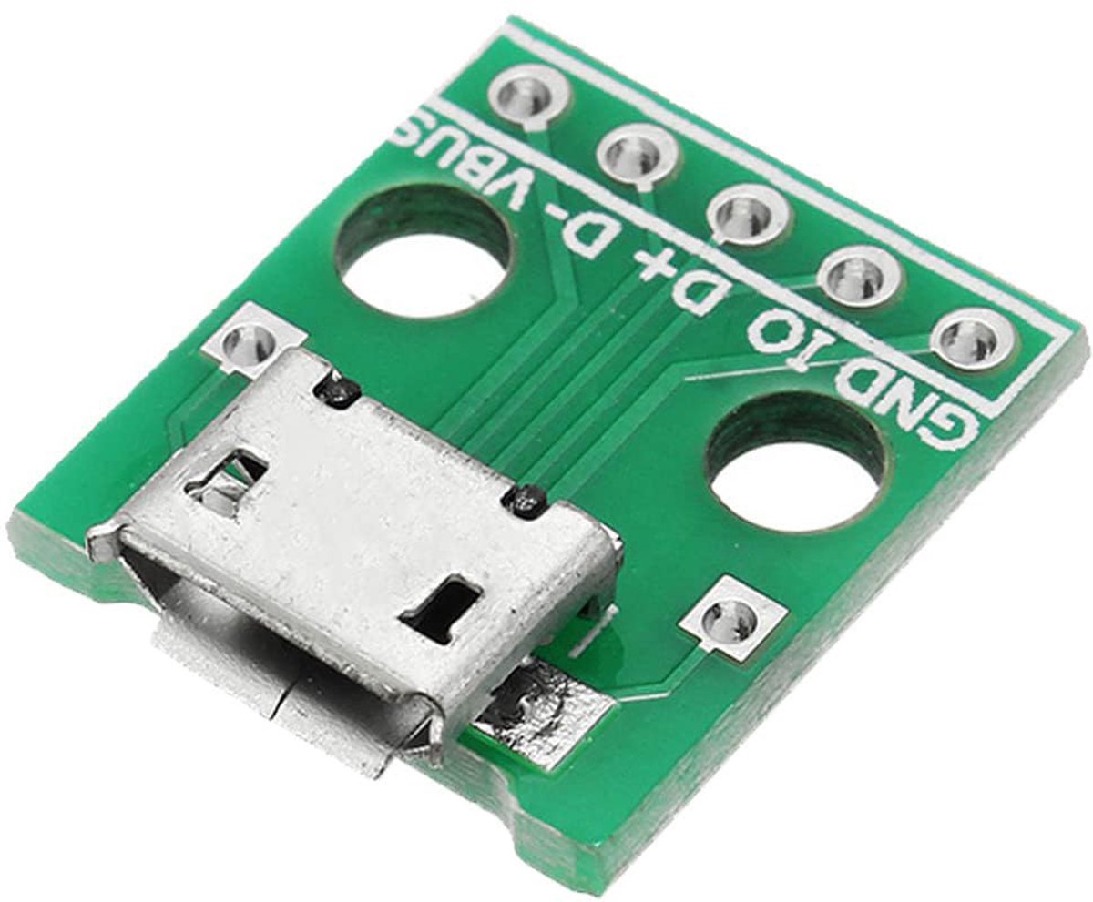 SnelShoppen - Micro USB naar DIP Adapter 10pcs 5pin Vrouwelijke Connector B Type PCB Converter Pinboard 2.54mm Grid Adapter Breakout Board