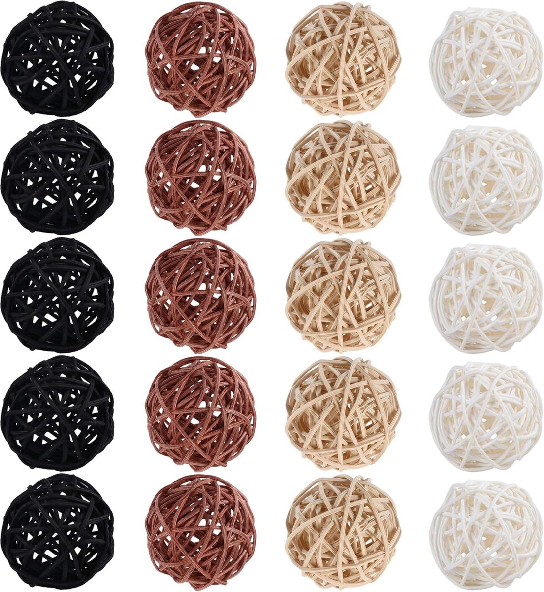 SnelShoppen - 20 Stuks Riet Bollen Wicker Bollen Decoratieve Riet Bollen DIY Ambacht Bloemdecoratie Bruiloft Feest Tuin Decoratie