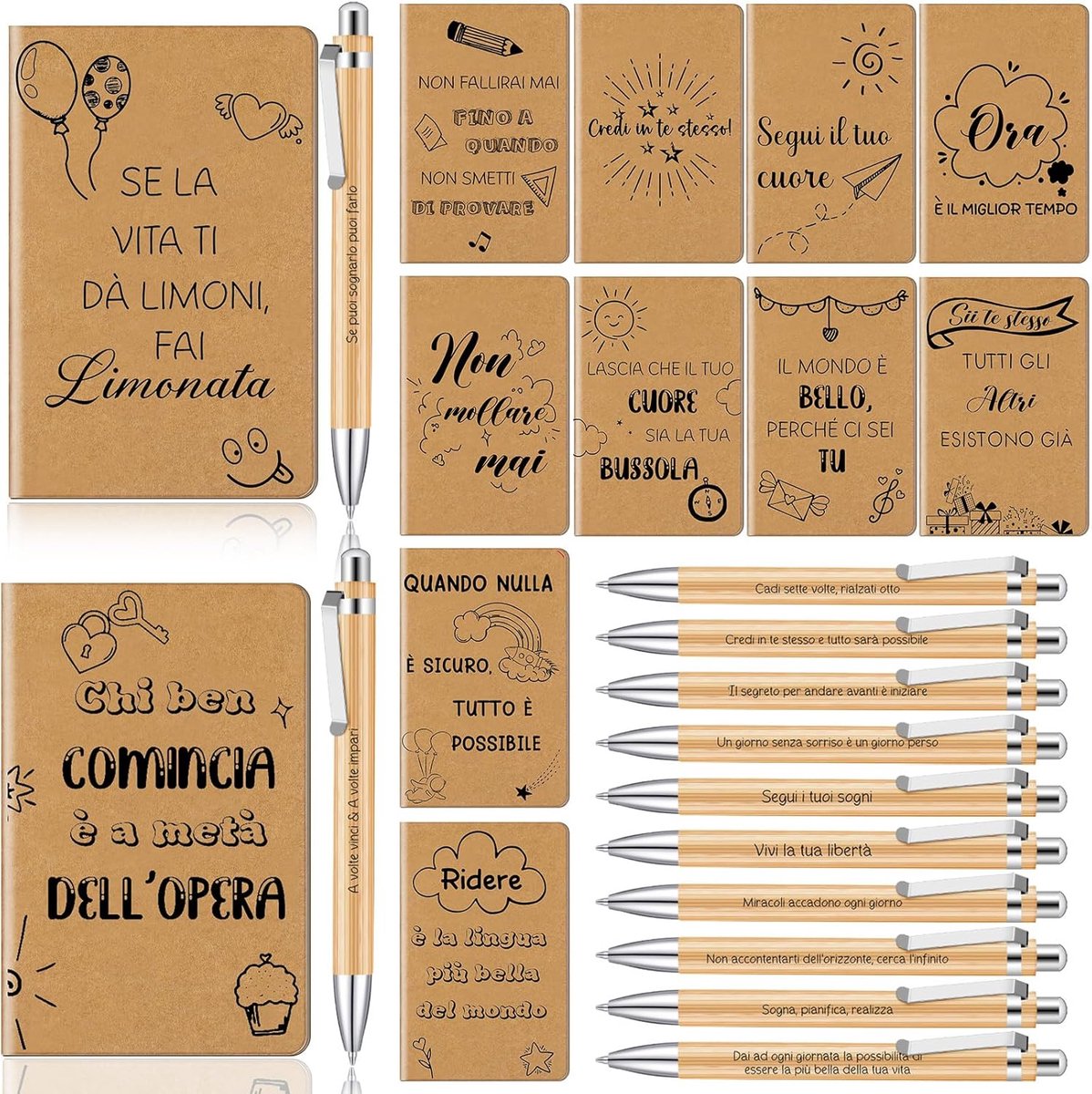 Tenare 12 Pieces Motivational Gifts for Teacher Colleagues, Italian Inspiration, Notebooks, 12.5 x 8 cm, Mini Journal - ShopVlot