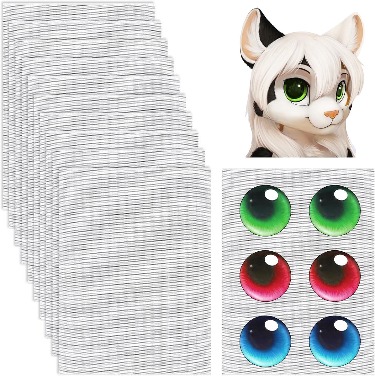 SnelShoppen - 10 Stuks Plastic Ooggaas 0.5mm Stof Canvas Vellen Wit Waterdicht PVC Gaas voor Masker Ogen Furries Cosplay Attributen Beeldhouwen Fursui