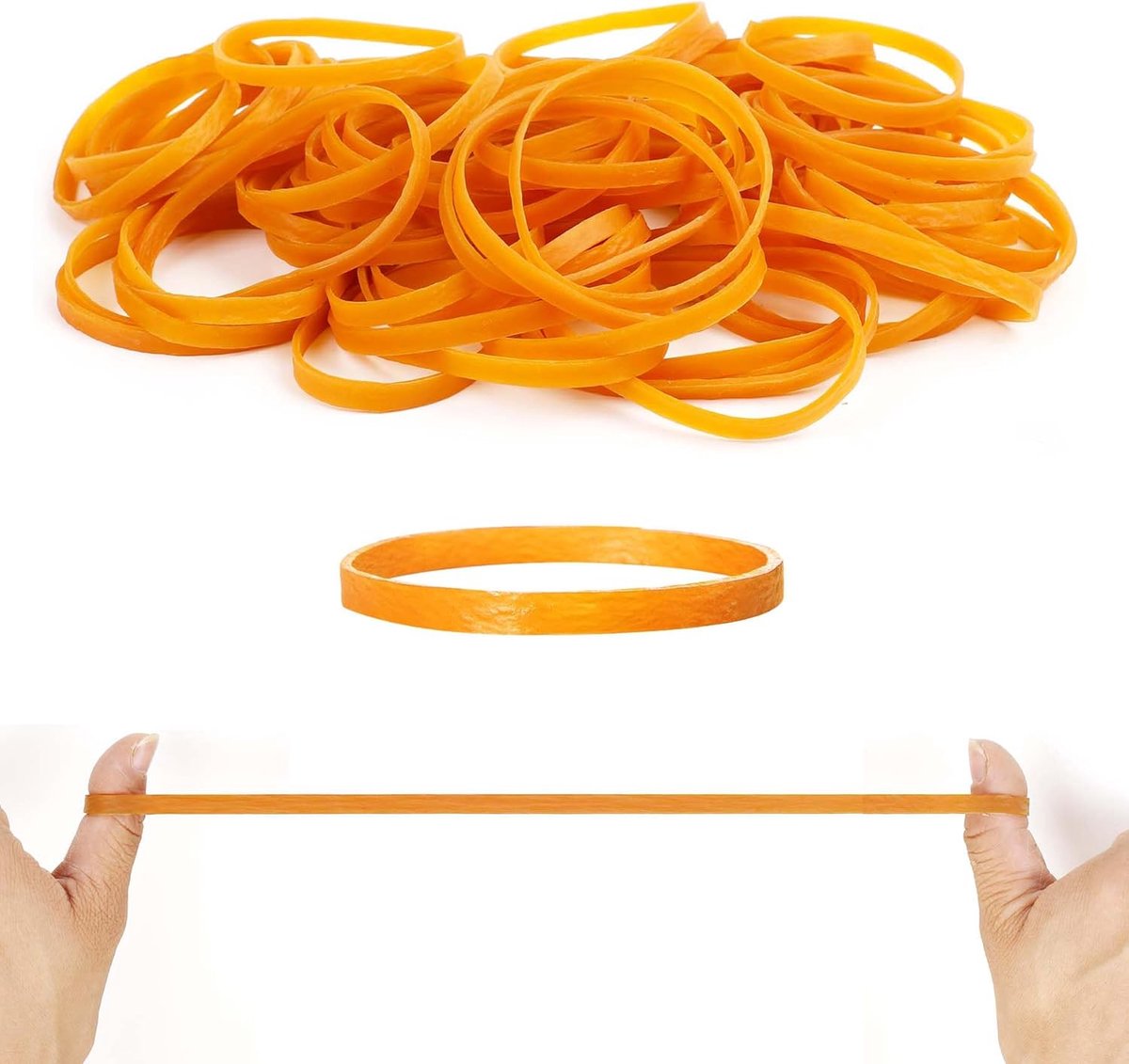 SnelShoppen - 100 Stuks Grote Elastieken Bands 100x5mm - Sterke Dikke Rubber Elastiekjes Set voor Thuis, School, Kantoor, Bank Bekleding, Geel