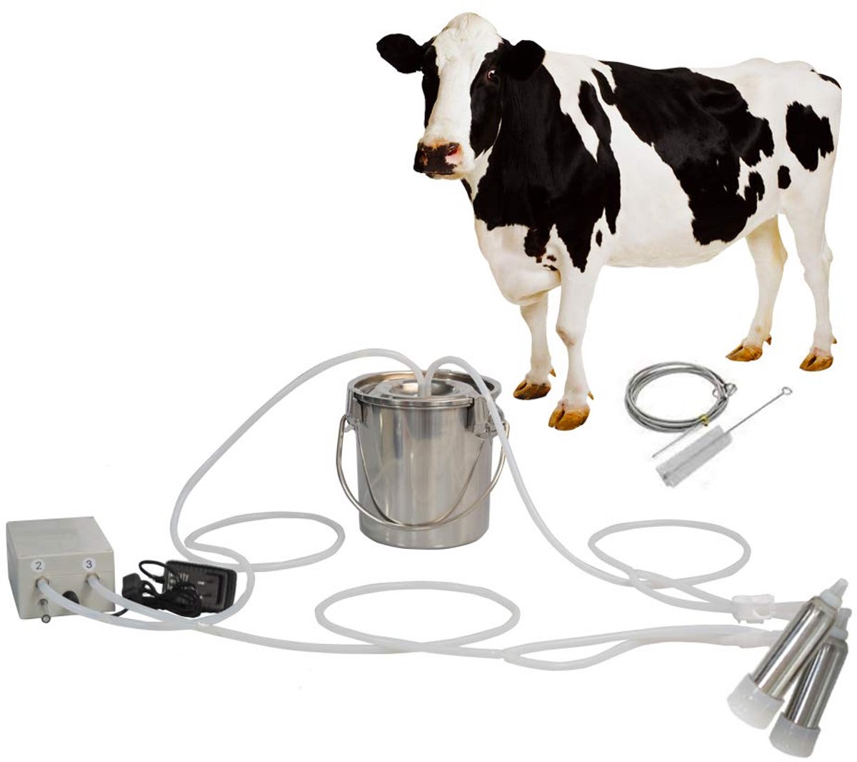 Melkmachine voor geiten - 3L draagbare vacuümpomp - roestvrijstalen emmer - efficiënt melken - ShopVlot