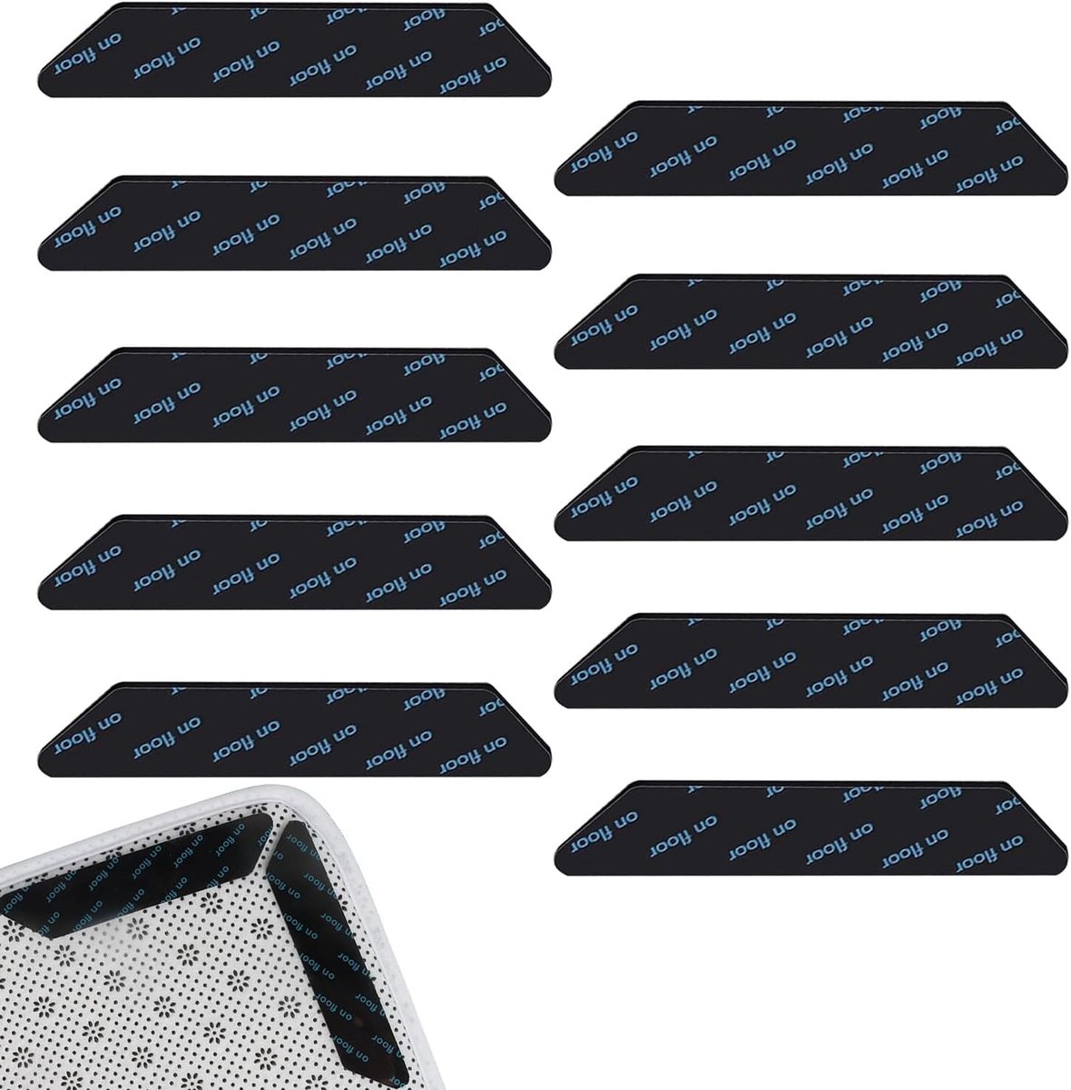 SnelShoppen - 10 Stuks Antislip Tapijt Onderleggers, Wasbare Herbruikbare Tapijt Grippers, Trapeziumvorm 25 x 130 mm, Tapijt Grippers, Voorkomt Tapijt