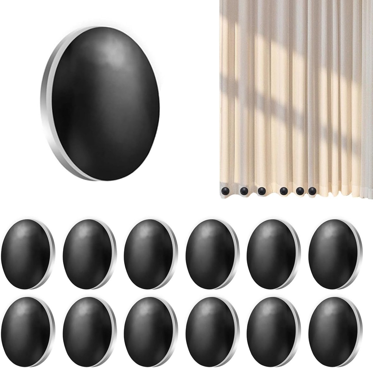 SnelShoppen - Douchegordijn Gewichten, 12 Paar Tafelkleed Gewichten, Ronde Magneten voor Douche, Raam, Gordijnen, Tafelkleed (Wit, 2,5 cm)