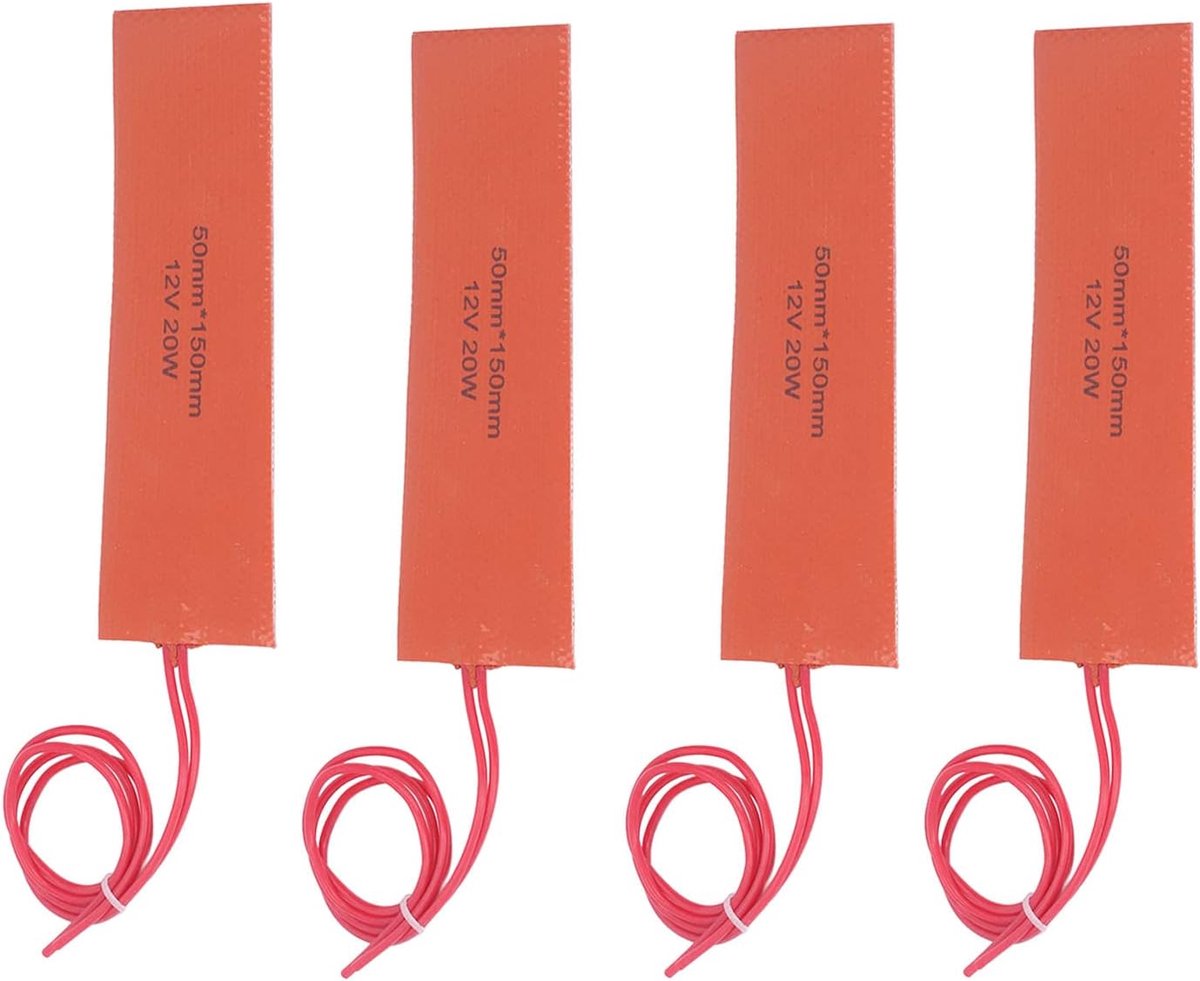 SnelShoppen - Silicone Verwarmingsmat, 4 Stuks Flexibele Rubber Elektrische Dekens, 20 W, 12 V voor Industriële Toepassingen, Hoogwaardige Isolatie en