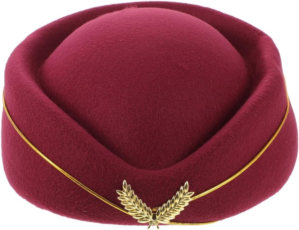Vrouwelijke Beret Hoed van Vilt voor Carnaval, Cosplay en Themafeesten - Retro Basque Hoed voor Vliegpersoneel en Valentijnsdag