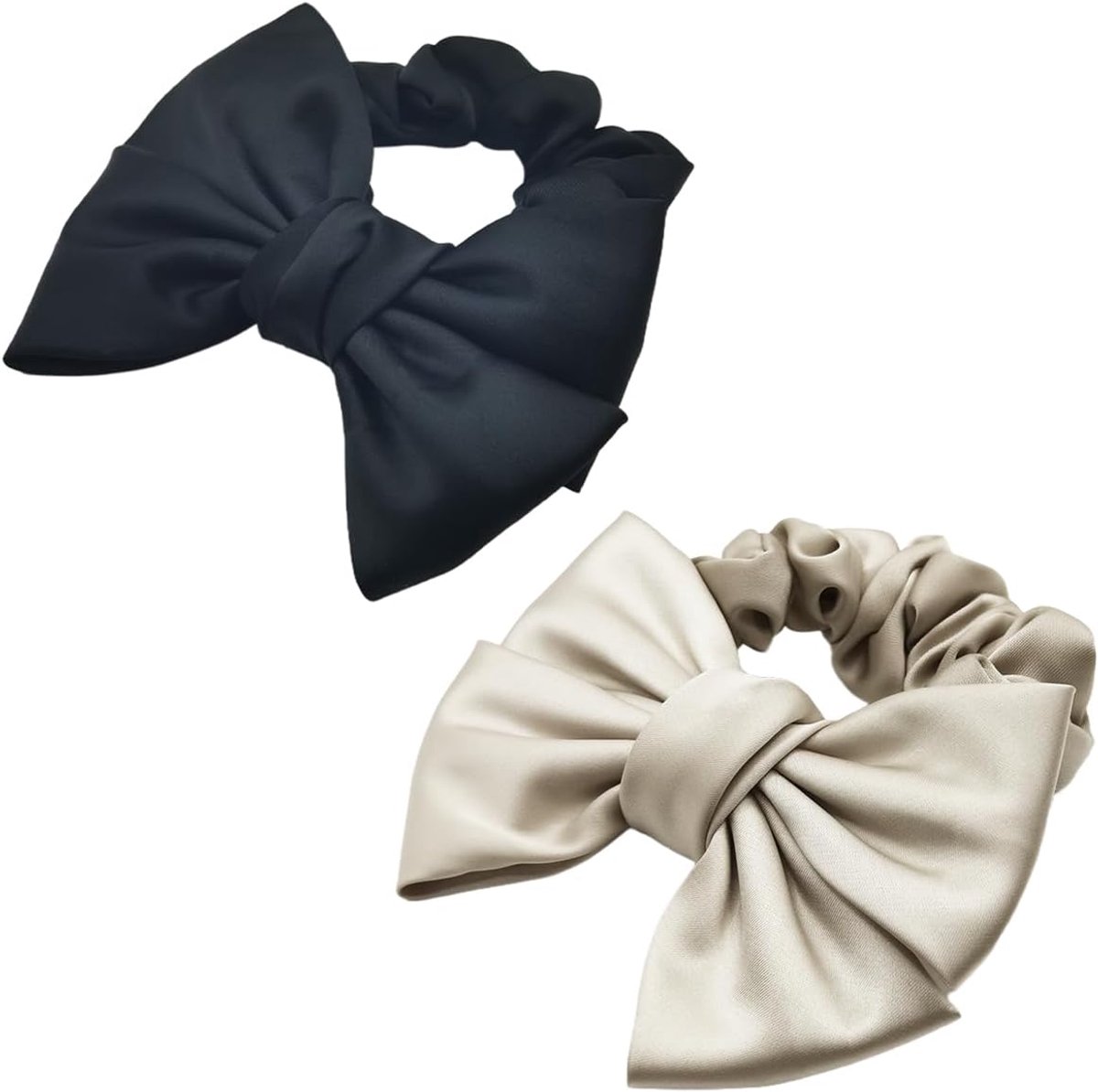 SnelShoppen - Satijnen Haarelastiekjes voor Dames met Strik - Elastische Scrunchies, Zacht Satijn, Paardenstaart-Houder, Haarsieraad voor Feest, Casua