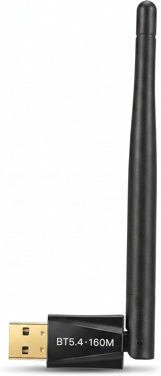 SnelShoppen - USB Bluetooth 5.4 Adapter voor PC, 160 Meter Bereik, Draadloze Overdracht met Draaibare Antenne voor Muis, Toetsenbord, Hoofdtelefoons,