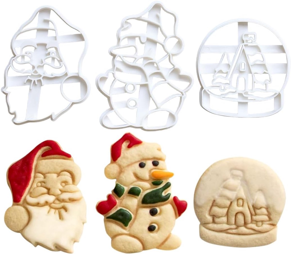 SnelShoppen - Kerst Koekjesuitsteekvormen Set van 3 Stuks 3D Kerst Koekjesuitstekers Snoeman en Kerstman - Ideaal voor Feestdagen en Kinderen